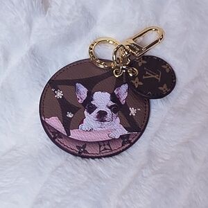 Louis Vuitton Dog Keychain in Brown and Gold